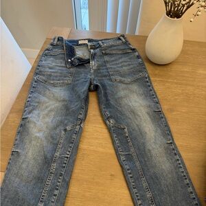 Pilcro Women's Straight Leg Jeans in Faded Blue Denim